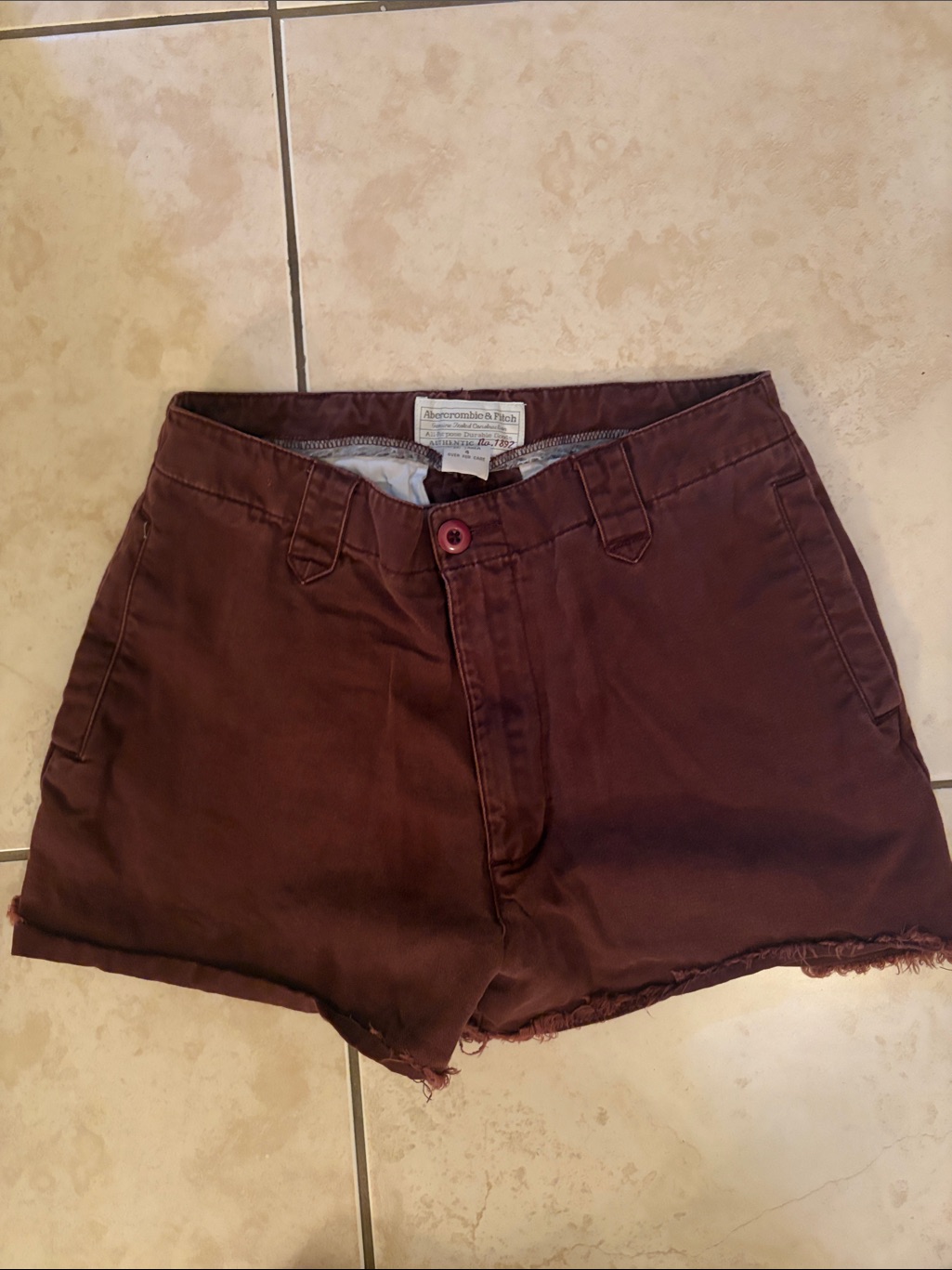 Abercrombie & Fitch Women's Dark Burgundy Cutoff Shorts